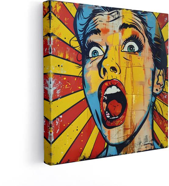Indianara Pop Art Woman Illustration Canvas Painting for Living | Bedroom | Hotel Canvas 16 inch x 16 inch Painting