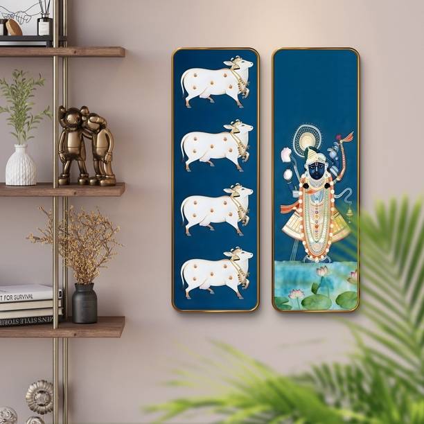 Flipkart Perfect Homes Shrinathji Pichwai Style Wall Art Set of 2 | Spiritual Wall Décor Digital Reprint 18 inch x 12 inch Painting