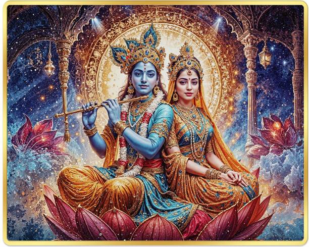 Indianara Radha Krishna for Living | Bedroom | Pooja Room | Hotel Digital Reprint 10 inch x 13 inch Painting