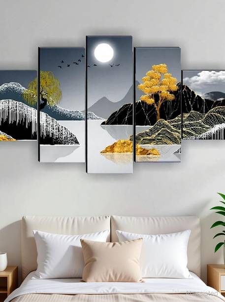 SNDArt Set Of 5 Modern Art Deer Paintings For Living Room Digital Reprint 18 inch x 30 inch Painting