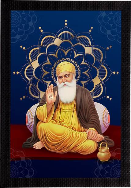 eCraftIndia Gurunanak Sahib Matt Texture UV Art Framed Ink 14 inch x 10 inch Painting