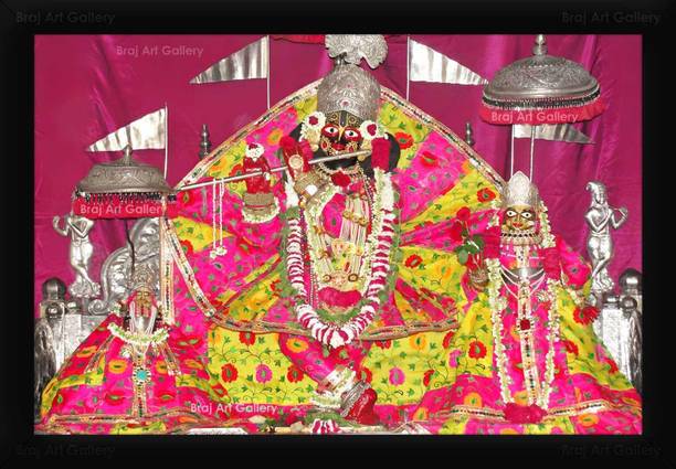 Braj Art Gallery Shri Radha Gopinath Ji with Sri Ananga Manjari Jaipur Photo Frame Digital Reprint 13.5 inch x 19.5 inch Painting