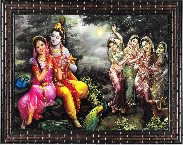 Indianara Radha Krishna Painting (4467GB) without glass Digital Reprint 10.2 inch x 13 inch Painting