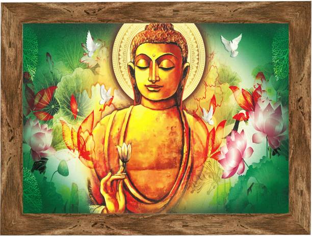 Indianara Gautam Buddha Painting (4476WNT) without glass Digital Reprint 10.2 inch x 13 inch Painting