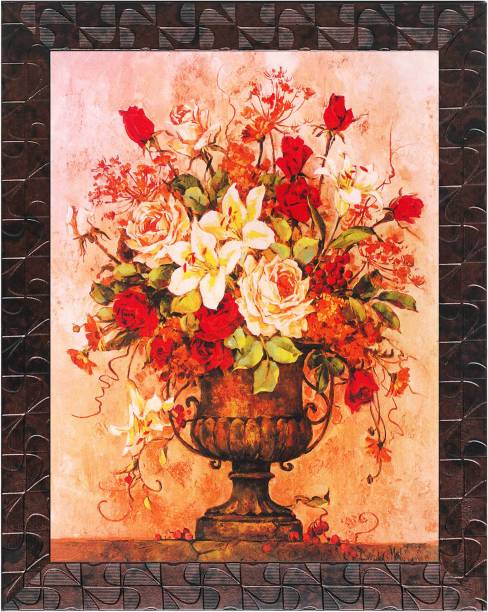 Indianara Flower In Wase Painting (4417GBNN) -Synthetic Frame, 10 x 13 Inch Digital Reprint 13 inch x 10.2 inch Painting