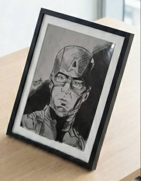 Fyndra Caption america sketch Pencil 8.27 inch x 5.83 inch Painting