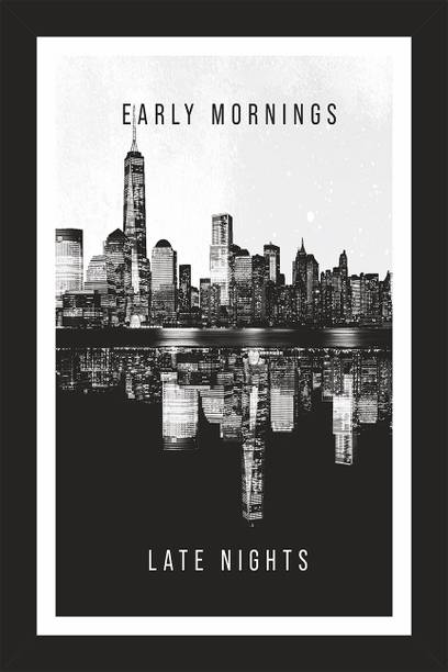 Decor Smart Decor Smart City Skyline Wall Art | Urban Poster | PFDS_1PCS_030B Digital Reprint 56 inch x 12 Inch Painting
