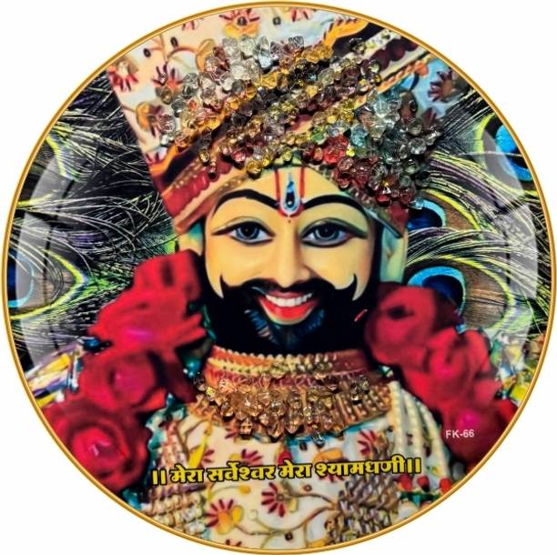 WALLMAX Khatu Shyam Ji Crystal Wall Painting home decorative Gift Item Resin Painting 12 inch x 12 inch Painting