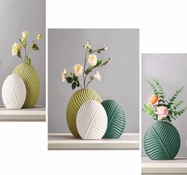 WALLMAX Set of 3 Flower UV Textured Multi Effect Digital Reprint 12.1 inch x 18 inch Painting