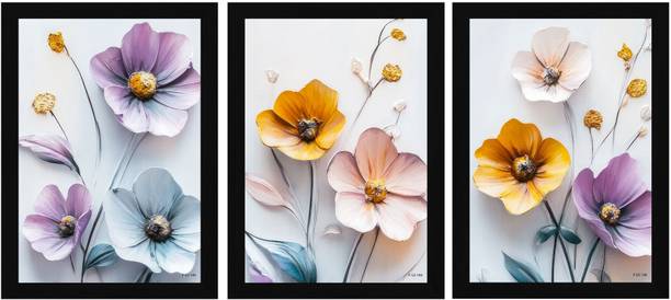FRIZZY ARTS Pastel Flower Wall Decor Digital Reprint 13 inch x 10 inch Painting