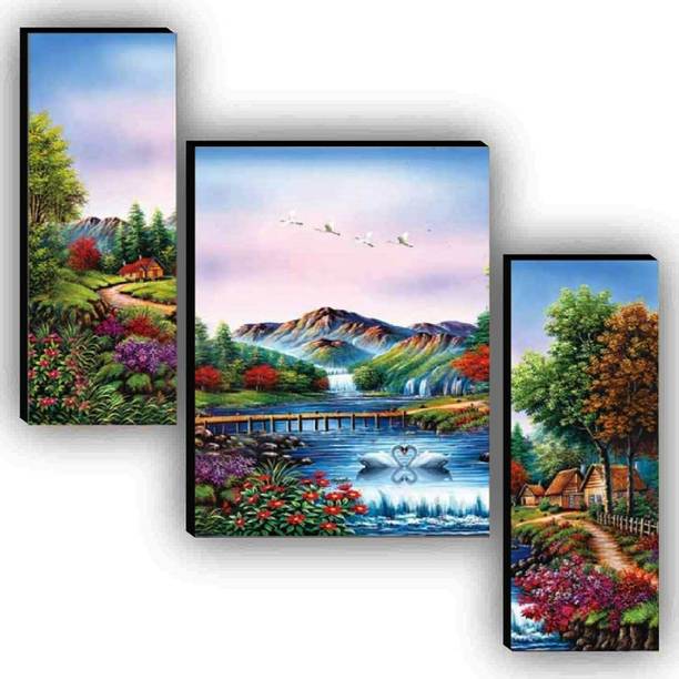 HALRE Set Of 3 Wall Scenery Home Décor 3D Digital Reprint 12 inch x 17.9 inch Painting