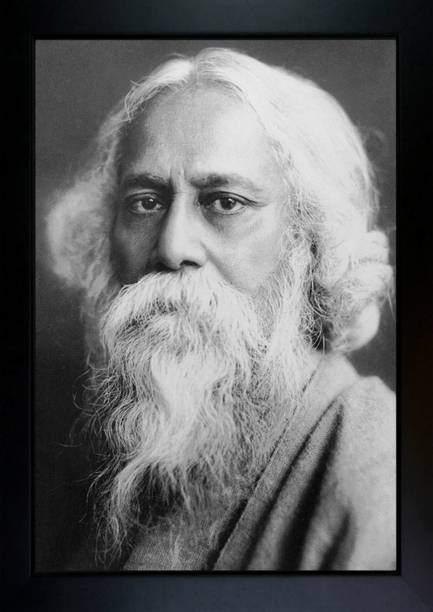 CrowdHall Rabindranath Tagore Photo Frame Digital Reprint 13.5 inch x 10 inch Painting