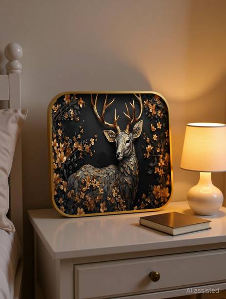 Indianara Elegant Deer Wall Art for Living | Bedroom | Office Room | Hotel Digital Reprint 12 inch x 18 inch Painting
