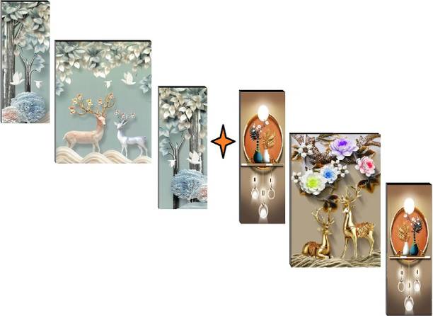 SNDArt Set Of 2 Modern Art Deer Wall Painting For Living Room Decorative Gift items Digital Reprint 12 inch x 18 inch Painting