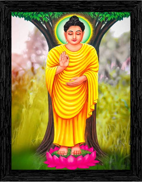 Indianara Sai Baba Painting (4524BK) -Synthetic Frame, Digital Reprint 13 inch x 10.2 inch Painting