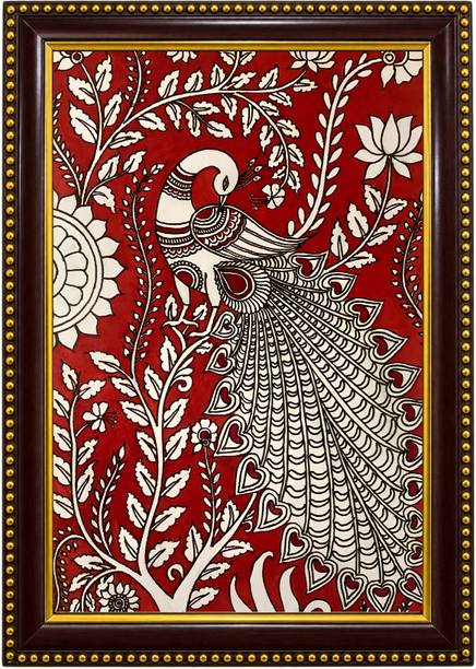 Meclay Arts Madhubani Folk Art Painting Wall Hanging Home Decor Digital Reprint 13 inch x 9 inch Painting