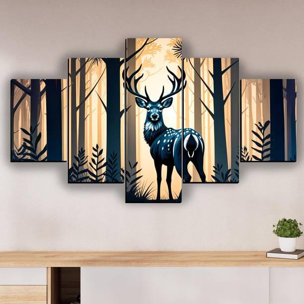 XIDLZ 5 Panel Home decor scenery Digital Reprint 18 inch x 30 inch Painting