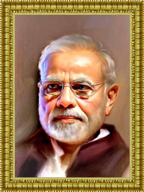 BISRAT CREATIONS Narendra modi photo frame Digital Reprint 13.5 inch x 10 inch Digital Reprint 13.5 inch x 10 inch Painting