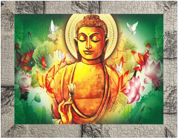 Indianara Gautam Buddha Painting (4476MW) without glass Digital Reprint 10.2 inch x 13 inch Painting