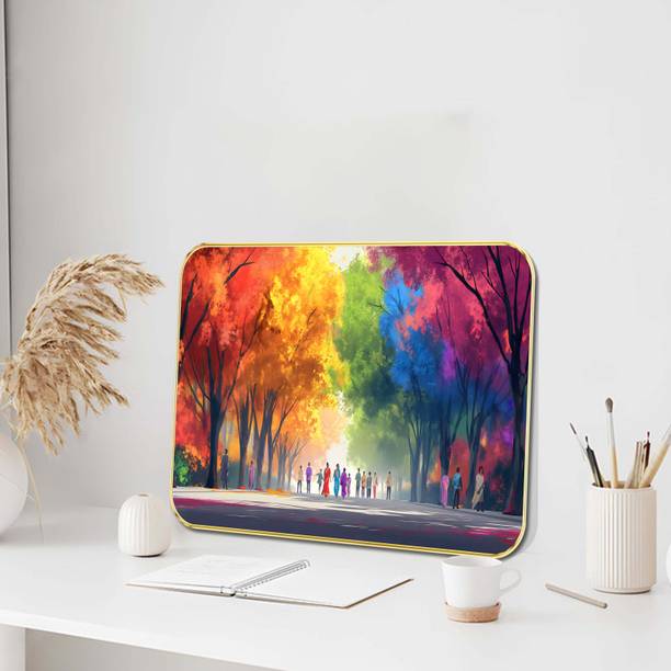 saf Colorful Indian Street Scene Wall Art Digital Reprint 19.5 inch x 13.5 inch Painting
