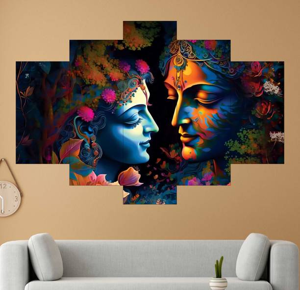 Craftzo Adhesive Lord Radha Krishna Wall Art Painting for Living ,Bedroom, Dining Room Digital Reprint 18 inch x 25 inch Painting