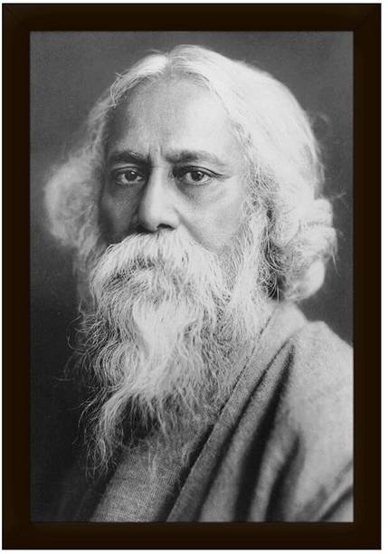 AARTKALA Rabindranath Tagore B&W Framed Photo Digital Reprint 14 inch x 10 inch Painting