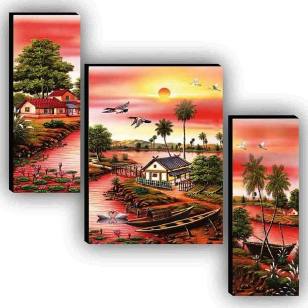 HALRE Set Of 3 Wall Scenery Home Décor 3D Digital Reprint 12 inch x 17.9 inch Painting