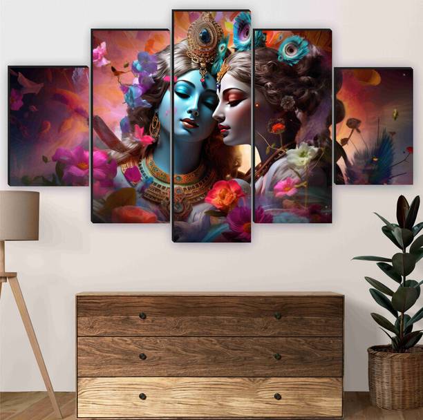 saf Radha krishna religious for living room, wall decoration Digital Reprint 18 inch x 30 inch Painting