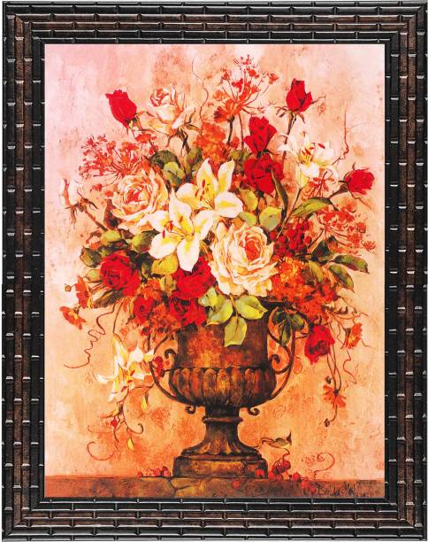 Indianara Flower In Wase Painting (4417GB) -Synthetic Frame, 10 x 13 Inch Digital Reprint 13 inch x 10.2 inch Painting
