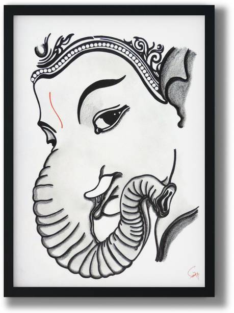 MOMONTS Original Sketch On Paper In Pen And Pencil| Wall Art Premium Framed Poster Decor Digital Reprint 18 inch x 12 inch Painting