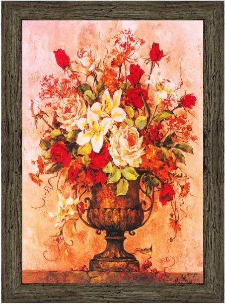 Indianara Flower In Wase Painting (4417EBY) -Synthetic Frame, 10 x 13 Inch Digital Reprint 13 inch x 10.2 inch Painting