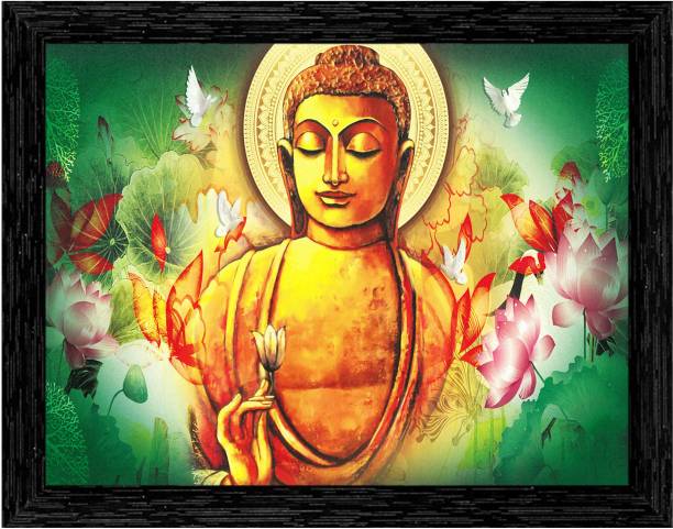 Indianara Gautam Buddha Painting (4476BK) without glass Digital Reprint 10.2 inch x 13 inch Painting