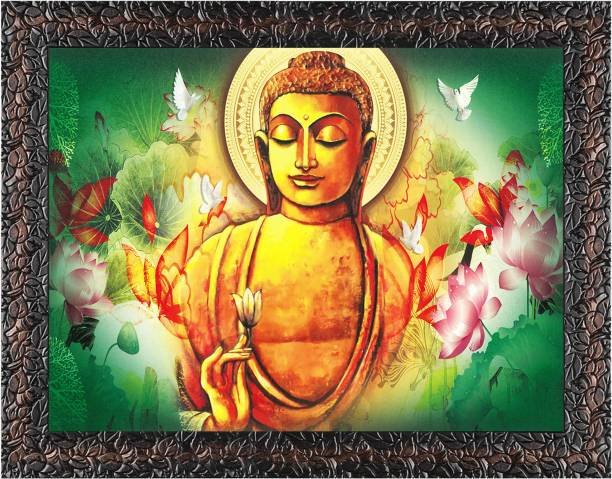 Indianara Gautam Buddha Painting (4476GBN) without glass Digital Reprint 10.2 inch x 13 inch Painting