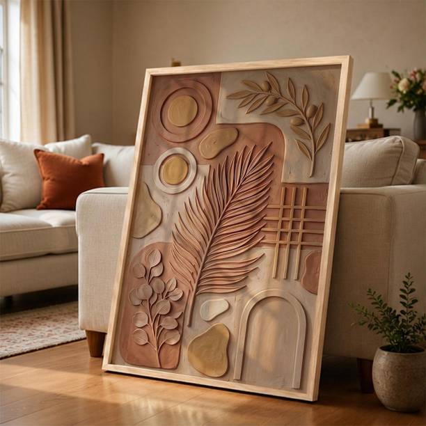 KOTART Textured 3D leaf wall painting for bedroom Acrylic 17 inch x 13 inch Painting