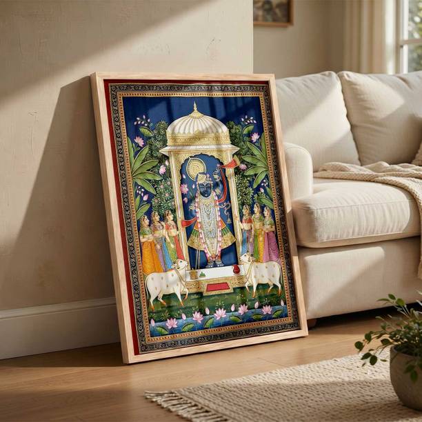 Qlixora Shrinathji Pichhwai painting Traditional Art Wall Painting Home Decoration Digital Reprint 13 inch x 10 inch Painting