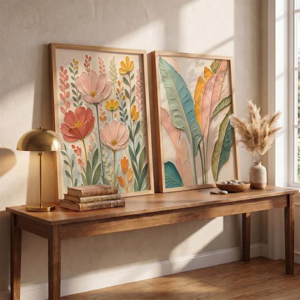 KOTART BOHO-style floral Wall Art Painting Home Decoration With Frame For Living Room Acrylic 13 inch x 10 inch Painting