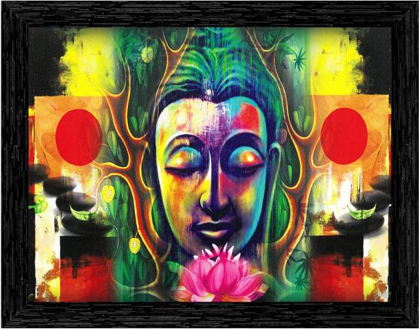 Indianara Gautam Budha Painting (4467BK) without glass Digital Reprint 10.2 inch x 13 inch Painting