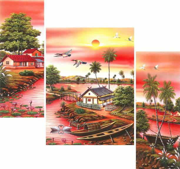 WALLMAX Set of 3 beautiful scenery gift item home decor Digital Reprint 12 inch x 18 inch Painting