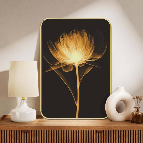 Aartify Golden Bloom Wall Painting Glowing Single Flo...