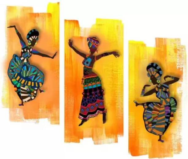 GetDecor African Dance Culture 3 Piece MDF Digital Reprint Digital Reprint 15 inch x 18 inch Painting