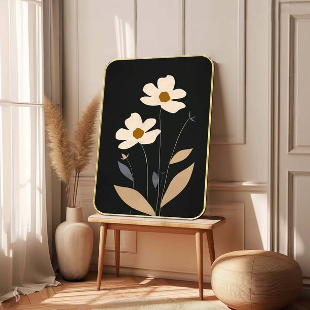 saf Minimalist Beige Floral Wall Art Digital Reprint 19.5 inch x 13.5 inch Painting