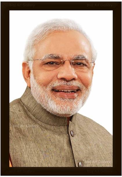 AARTKALA Narendra Modi Portrait Photo Frame Digital Reprint 14 inch x 10 inch Painting