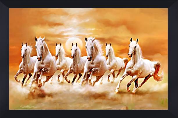 गीता गोविंदा Vastu 7 horses acrylic glass 10*14 inch डिजिटल रीप्रिंट 14 inch x 10 inch पेंटिंग