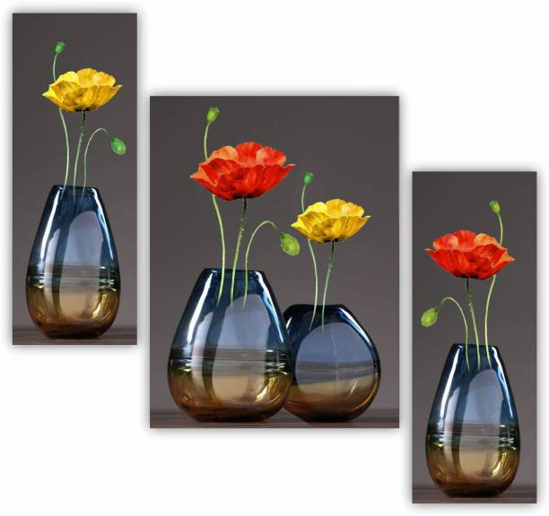 saf flower pot wall paintings with frame for home decor living room wall decoration Digital Reprint 18 inch x 12 inch Painting