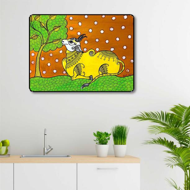 saf Pichwai Cow Religious Wall Décor Painting Digital Reprint 11 inch x 14 inch Painting