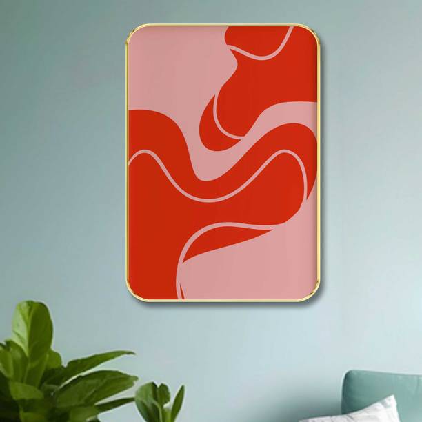 Aartify Modern Abstract Wall Art Bold Red Fluid Desig...