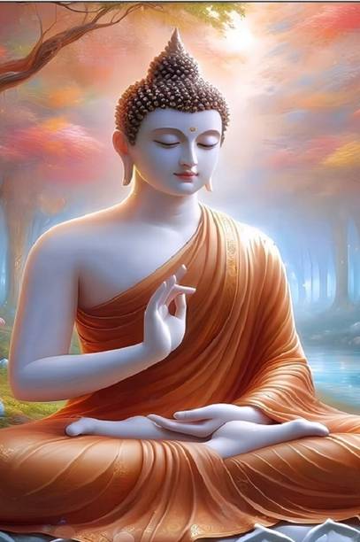 Fliptic Gautam Buddha Poster for Wall Decor & Home Room Decoration Digital Reprint 18 inch x 12 inch Painting