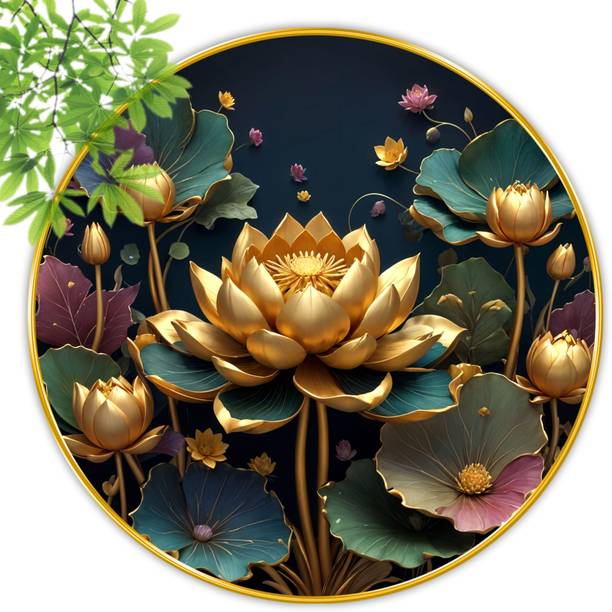 saf Floral theme Premium gold strip framed wall paintings for wall decoration Digital Reprint 16 inch x 16 inch Painting