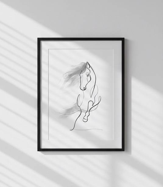 sketra Elegant Running Horse Sketch | Premium Framed Wall Décor Pencil 18 inch x 1 inch Painting