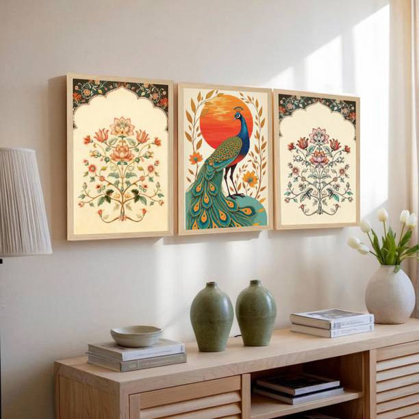 Artisoul creations Indian Traditional Peacock Wall Art Paintings For Home Decor Room Hotel Office Digital Reprint 13 inch x 10 inch Painting